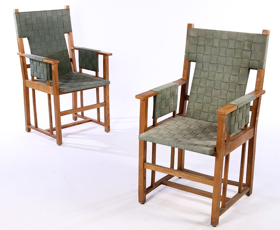 PAIR PRAIRIE STYLE ARM CHAIRS CIRCA 1930 (1 of 6)