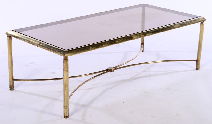 FRENCH BRONZE COFFEE TABLE GLASS TOP C.1970 (1 of 4)