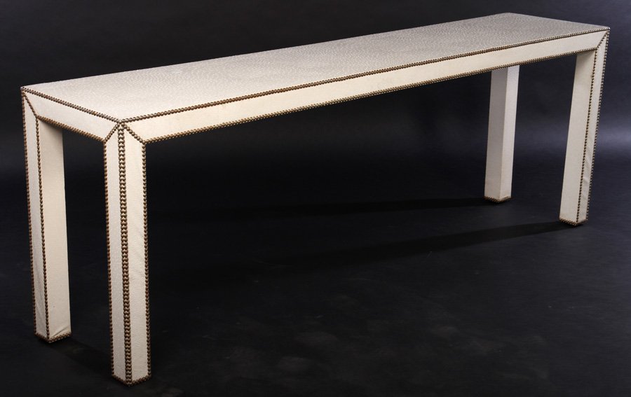 FAUX OSTRICH UPHOLSTERED PARSON STYLE CONSOLE (1 of 4)