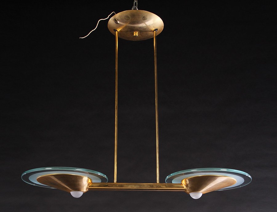 BRASS PLATED 2 LIGHT CHANDELIER STILNOVO (1 of 4)