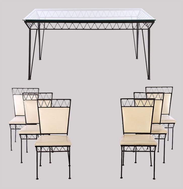 WOODARD STYLE WROUGHT IRON GARDEN DINING SET 1960 (1 of 6)