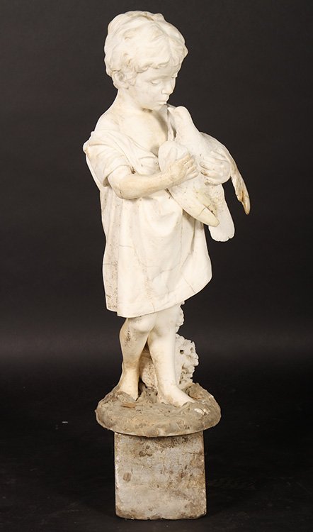 19TH CENTURY CARVED MARBLE SCULPTURE YOUNG CHILD (1 of 4)