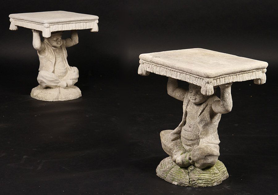 CAST STONE GARDEN SEATS BLACKAMOOR STYLE (1 of 6)