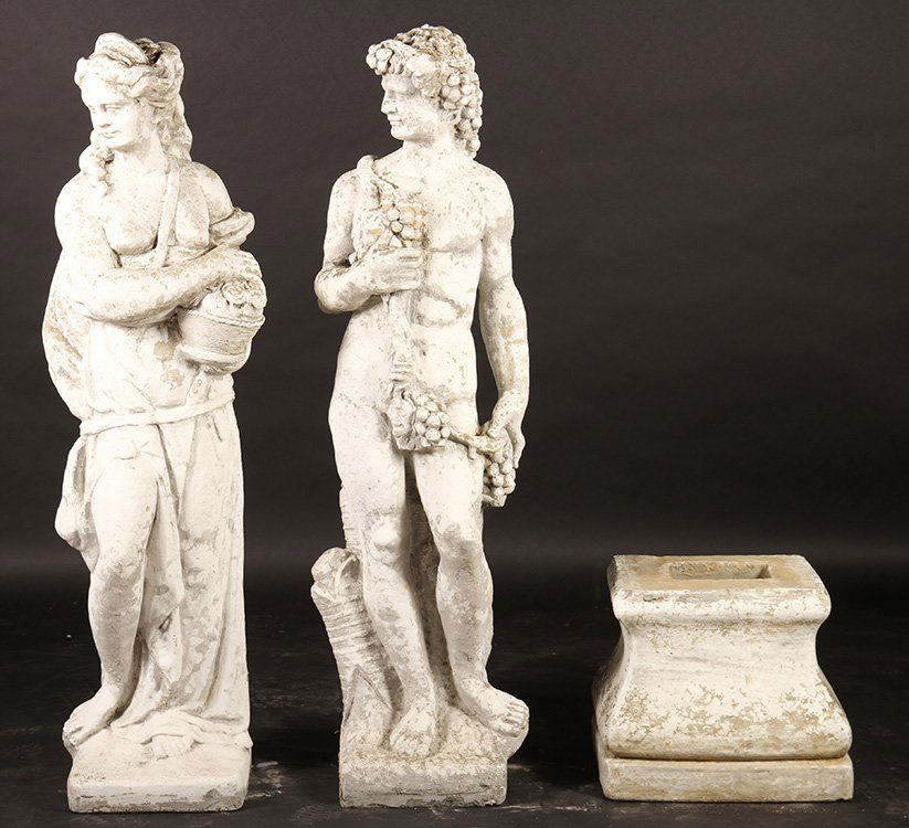 SIMILAR PAIR CAST STONE GARDEN FIGURES MALE WOMAN (1 of 8)