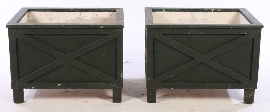 PAIR PAINTED WOOD REGENCY STYLE PLANTERS (1 of 5)