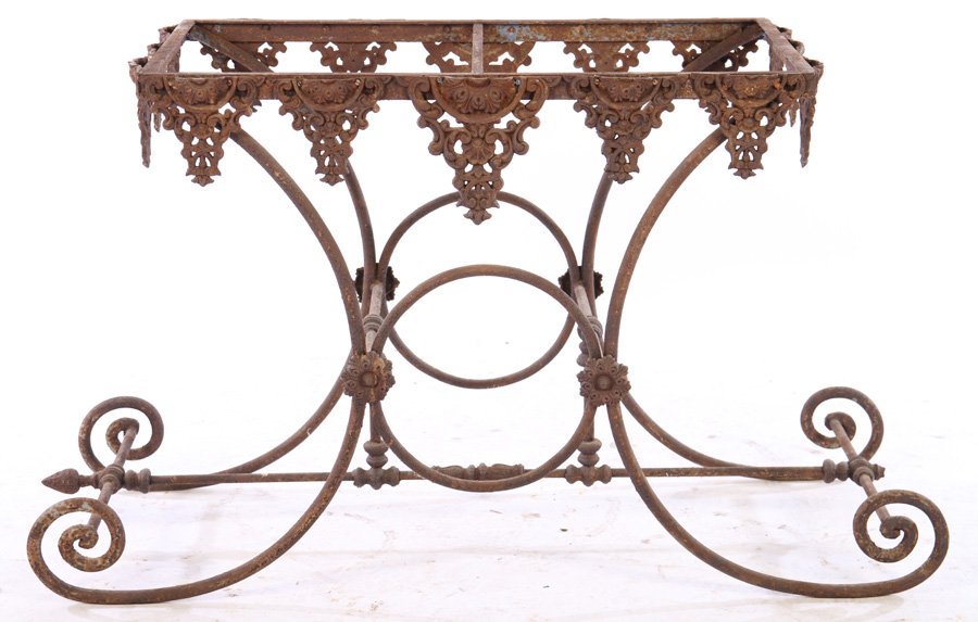 19TH CENT. FRENCH CAST WROUGHT IRON BAKERS TABLE (1 of 5)
