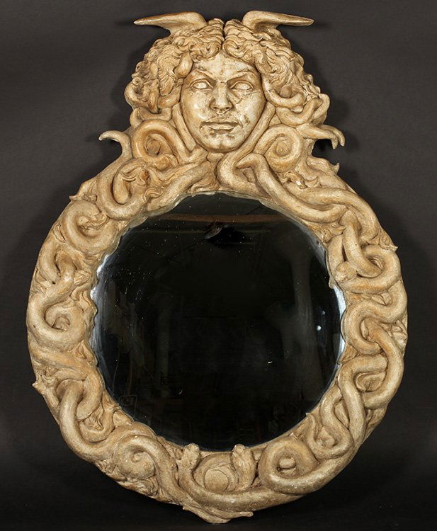CAST PLASTER MEDUSA CONVEX MIRROR (1 of 4)