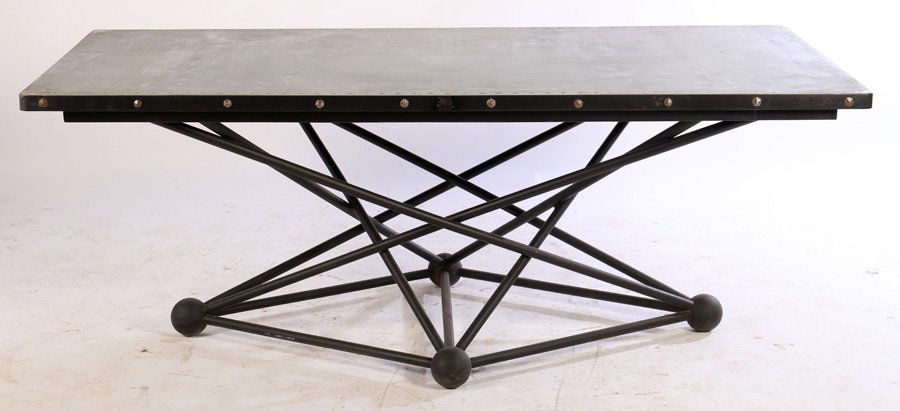 ATOMIC AGE INSPIRED DINING TABLE ZINC TOP (1 of 6)