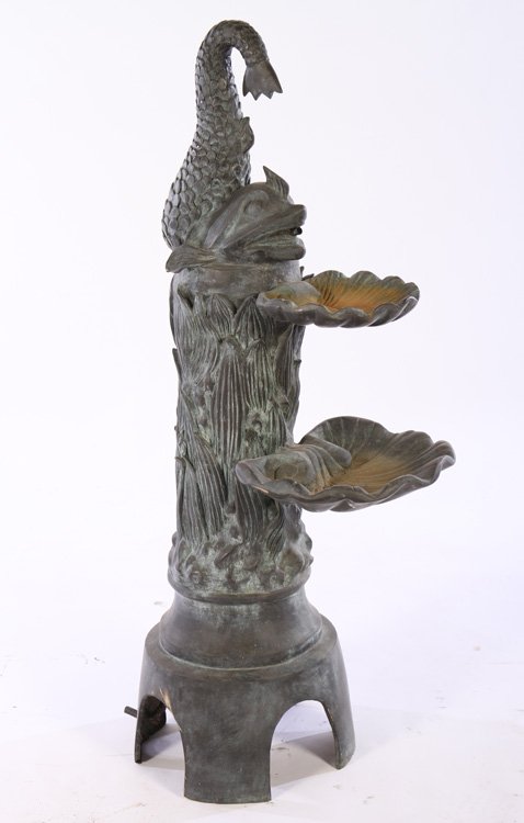 BRONZE FOUNTAIN MYTHOLOGICAL FISH GRADUATED SHELL (1 of 5)