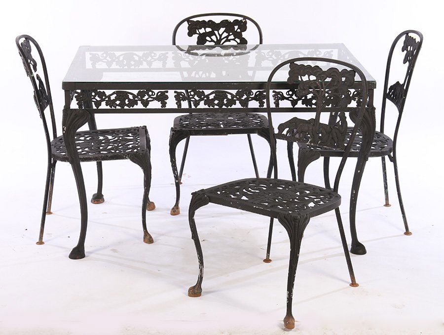 5 PC SET WROUGHT IRON CAST ALUMINUM FURNITURE (1 of 9)