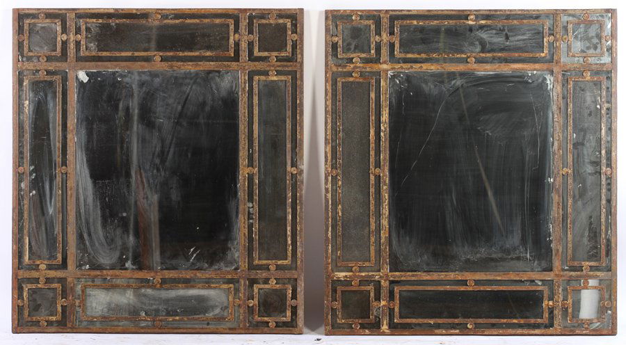 PAIR WROUGHT IRON MIRRORS GRID PATTERN (1 of 3)