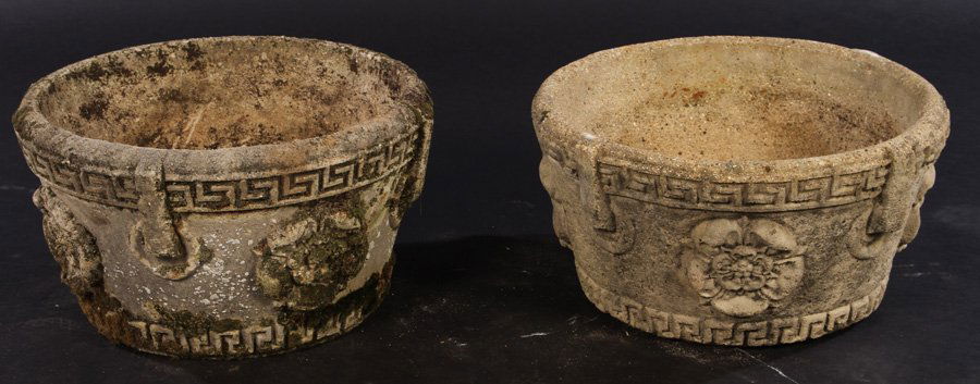 PAIR NEOCLASSICAL CAST STONE GARDEN PLANTERS (1 of 4)