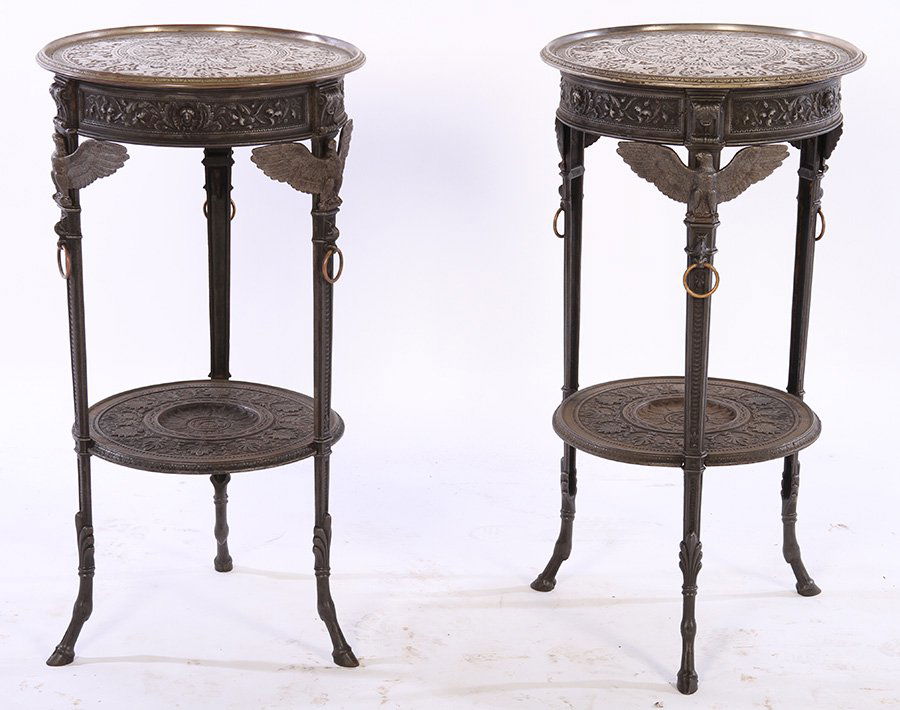 PAIR 19TH CENT. CAST IRON SIDE TABLES (1 of 6)