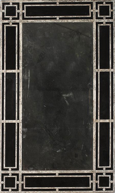 LARGE WROUGHT IRON MIRROR BLACK GLASS FRAME (1 of 2)