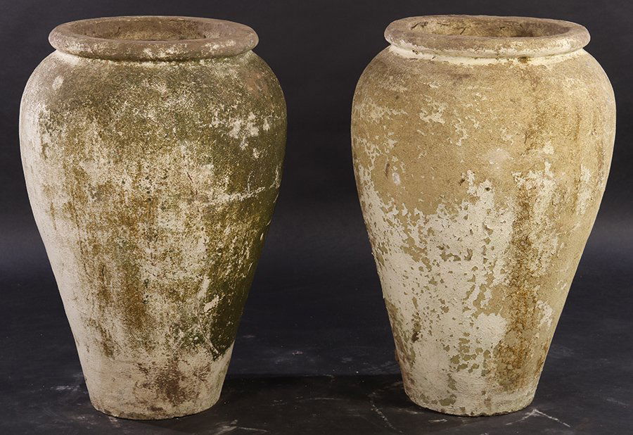 PAIR FRENCH CAST STONE GARDEN VESSELS OIL JARS (1 of 4)