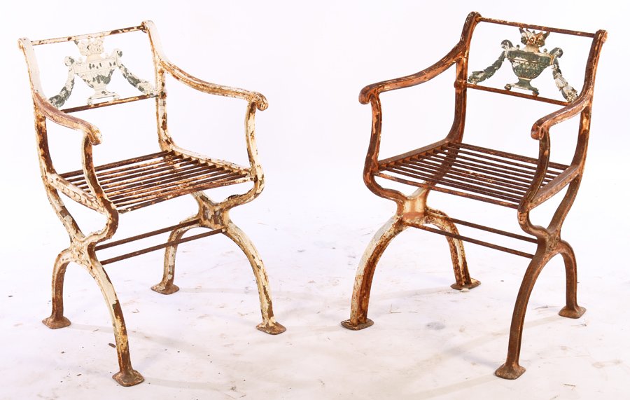 PR CAST IRON & BRONZE GARDEN CHAIRS SCHINKEL 1930 (1 of 6)