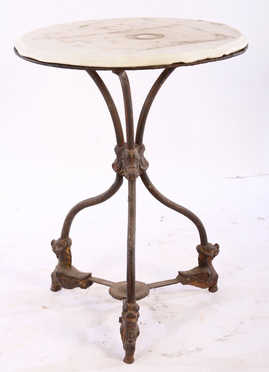 IRON MARBLE TOP BISTRO TABLE 1880 (1 of 4)