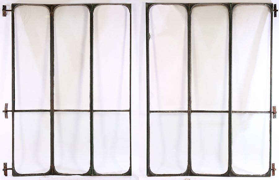 SIX PANEL 2 PART IRON GLASS ROOM DIVIDER 1880 (1 of 5)