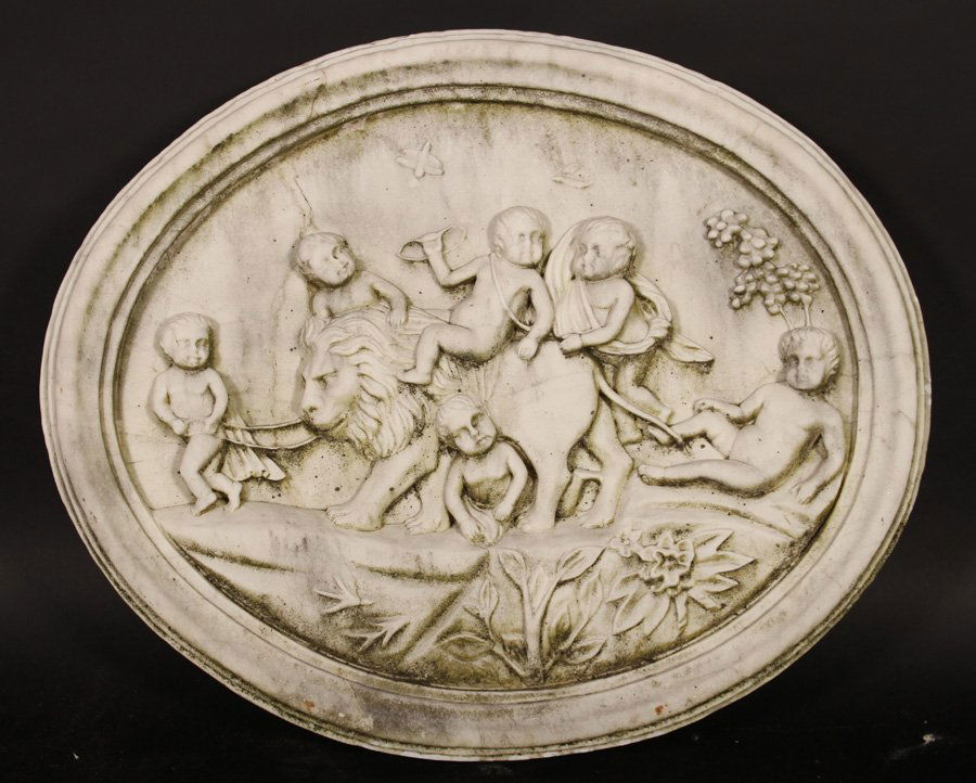 NEOCLASSICAL CARVED MARBLE PLAQUE BACCHNALIAN (1 of 5)