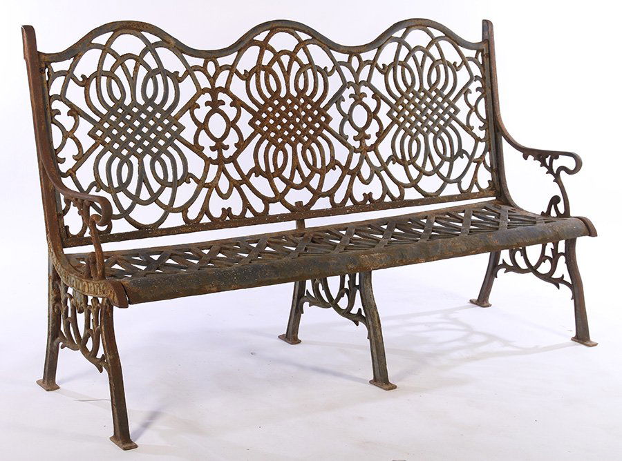 CAST IRON GARDEN BENCH TRIPLE ARCHED BACK (1 of 5)