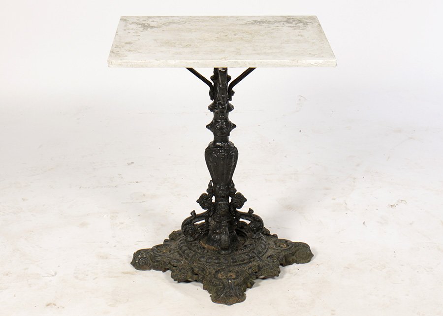 19TH CENTURY CAST IRON GARDEN TABLE STONE TOP (1 of 6)