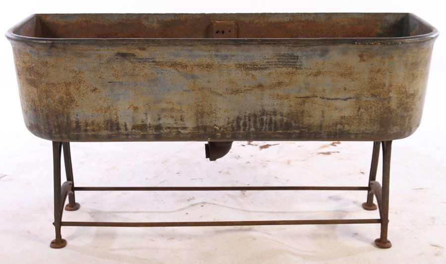 19TH CENT. LABELED CAST IRON GARDEN TROUGH (1 of 4)
