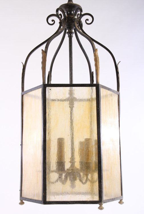 WROUGHT METAL 6 SIDED HANGING LANTERN GLASS SIDES (1 of 4)