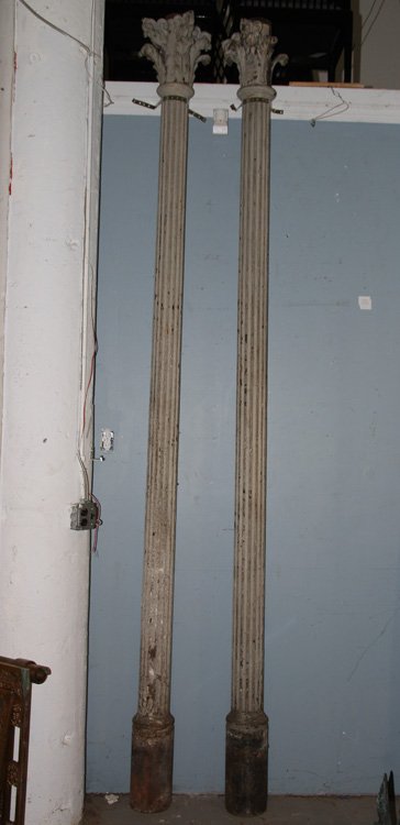 PAIR 19TH CENT. CAST IRON FLUTED COLUMNS (1 of 5)
