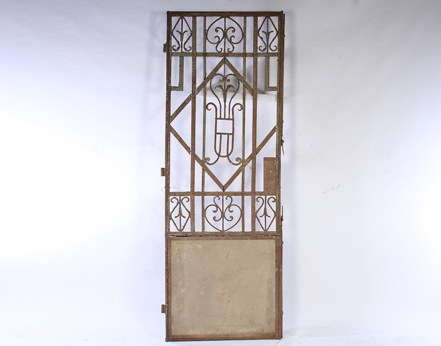 ART DECO WROUGHT IRON GARDEN GATE DOOR PANEL 1920 (1 of 3)