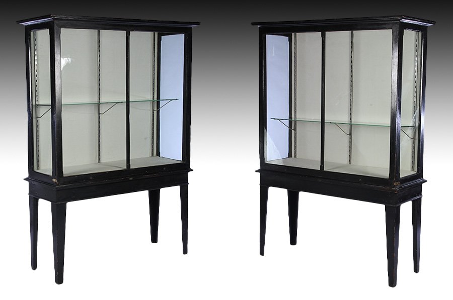 PAIR PAINTED MAHOGANY DISPLAY CASES (1 of 8)