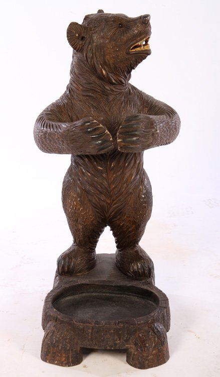 BLACK FOREST WOOD PAINTED BEAR UMBRELLA STAND (1 of 4)