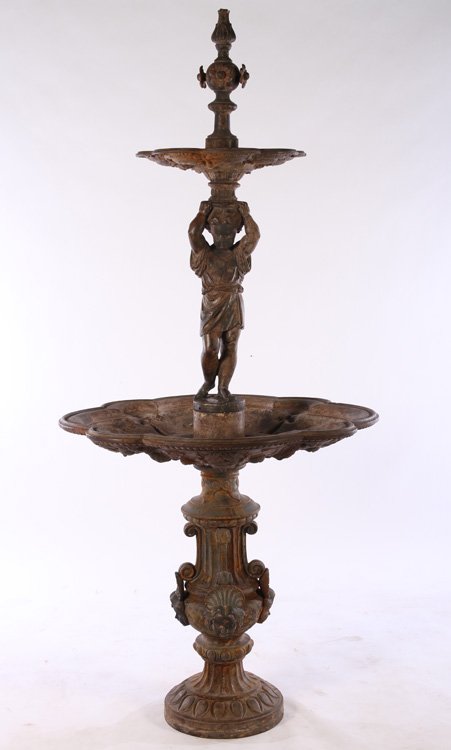 LATE 19TH C. FRENCH CAST IRON FIGURAL FOUNTAIN (1 of 7)