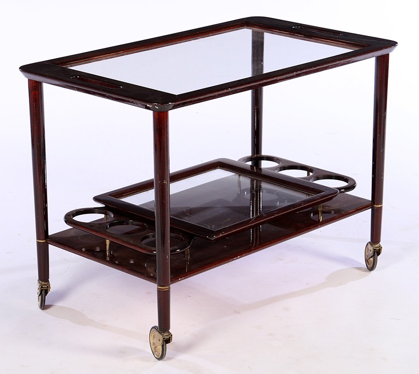 ITALIAN MID CENTURY MODERN MAHOGANY BAR CART 1960 (1 of 4)