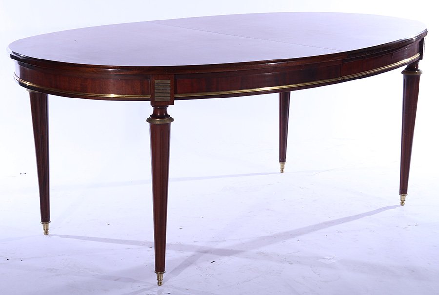 BRONZE MOUNTED OVAL MAHOGANY DINING TABLE 1940 (1 of 5)