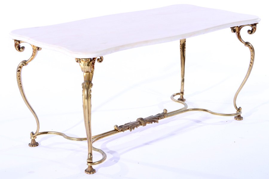MARBLE TOP BRONZE COFFEE TABLE 1940 (1 of 5)