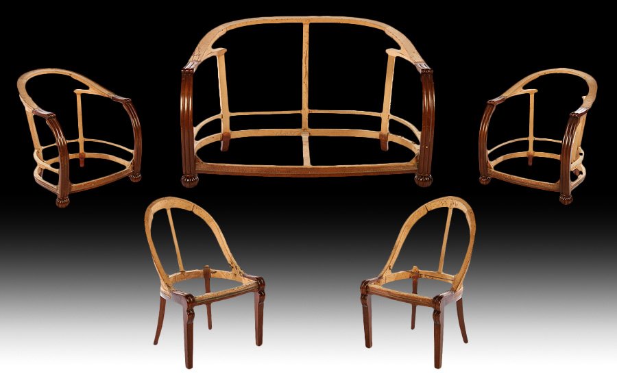 5 PIECE FRENCH ART DECO SALON SET CHAIRS SETTEE (1 of 9)