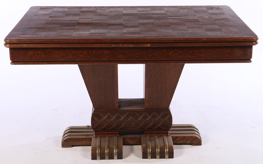 FRENCH ART DECO DINING TABLE W/ 2 PULL OUT LEAVES (1 of 5)