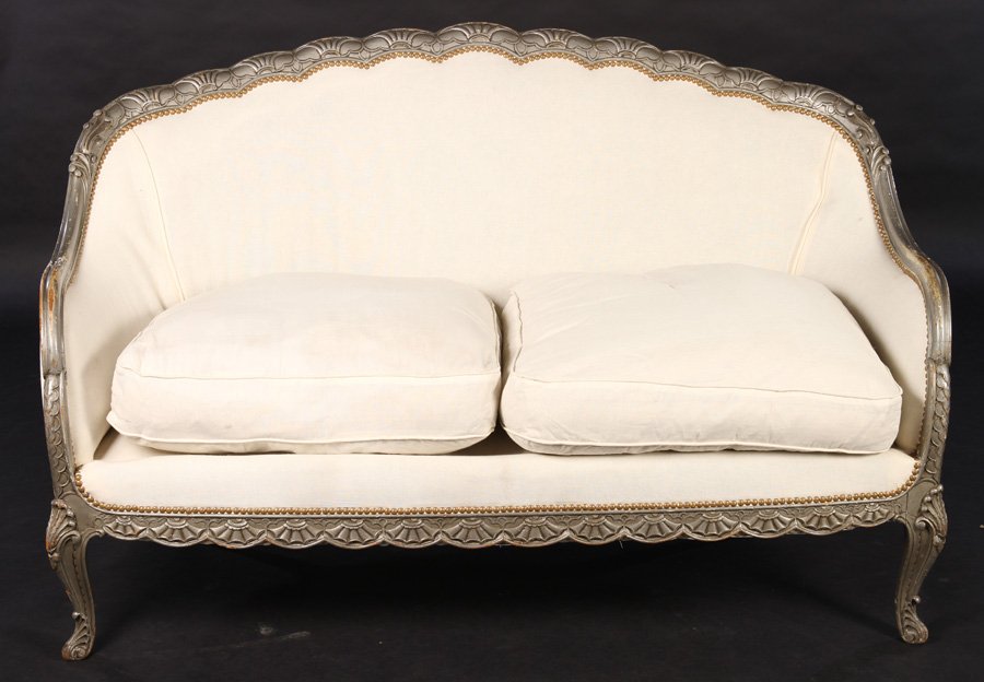 ART DECO CARVED SETTEE LOOSE CUSHION SEAT 1930 (1 of 6)