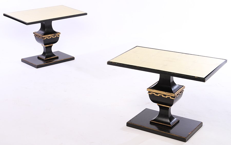 PR EBONIZED GOLT GILT END TABLES JAMES MONT C1950 (1 of 5)