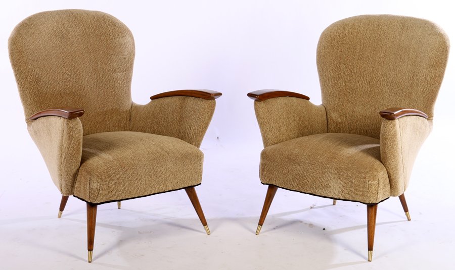 PAIR RESTORED ITALIAN CLUB CHAIRS GIO PONTI (1 of 5)
