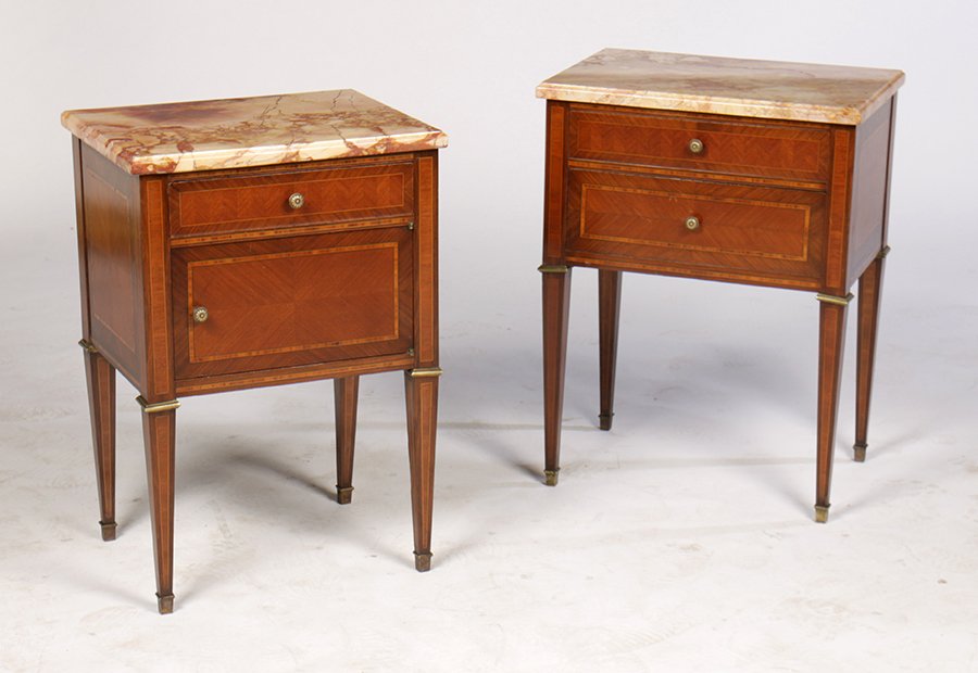 PAIR DIRECTOIRE MAHOGANY SATIN WOOD NIGHT STANDS 1930 (1 of 3)