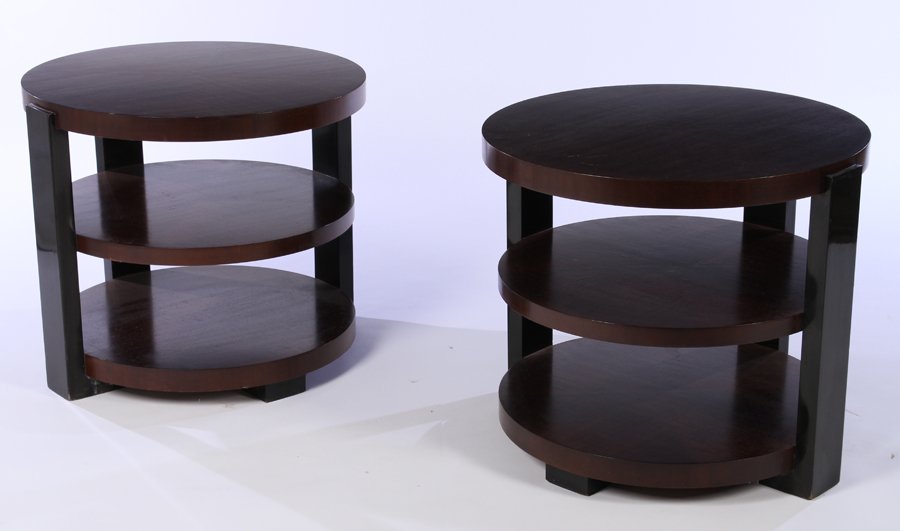 PAIR ROUND 3 TIER ART DECO TABLES (1 of 5)