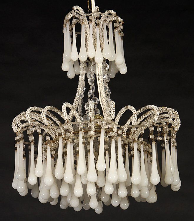 VENETIAN STYLE GLASS BEAD OPAQUE CHANDELIER (1 of 5)