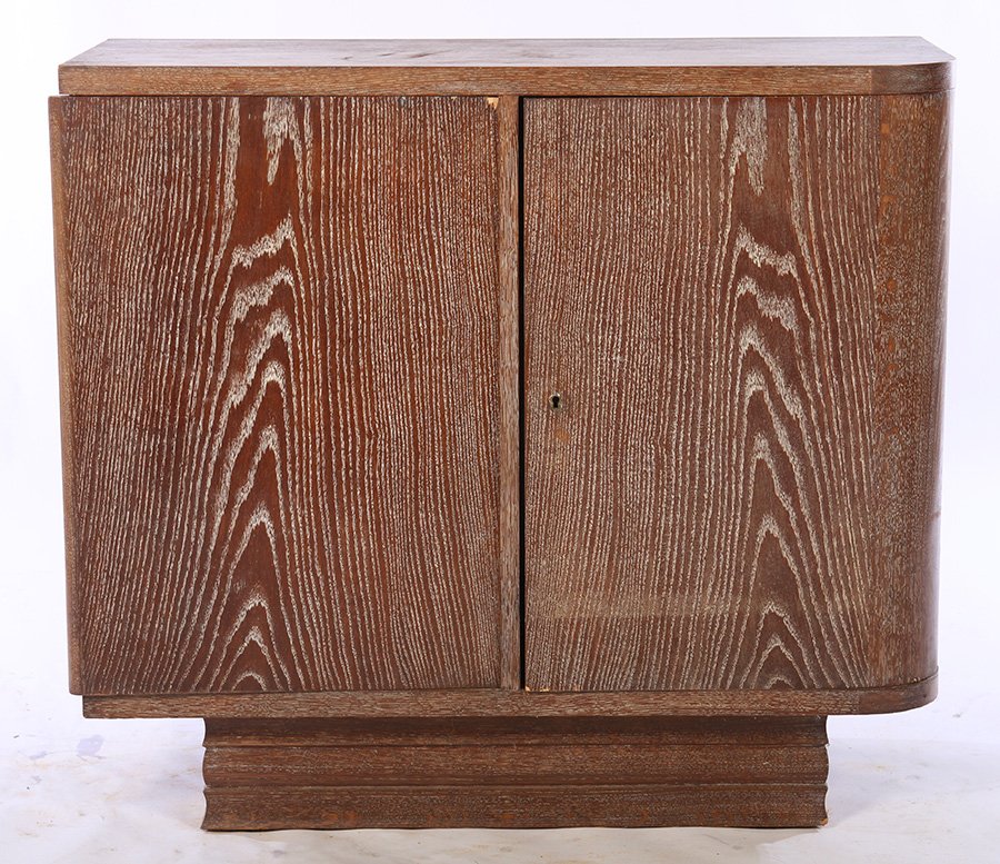 FRENCH CERUSED OAK BAR CABINET C.1940 (1 of 5)