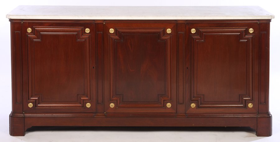 JANSEN MAHOGANY SIDEBOARD SHAPED MARBLE TOP (1 of 5)