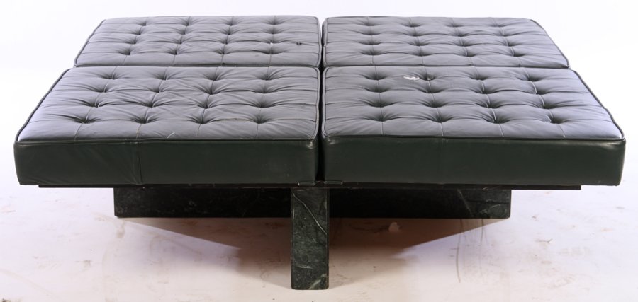MID CENTURY SQUARE BENCH 4 LEATHER CUSHIONS (1 of 3)