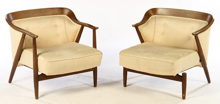 SIMILAR PAIR MID CENTURY CHAIRS DUNBAR 1960 (1 of 4)
