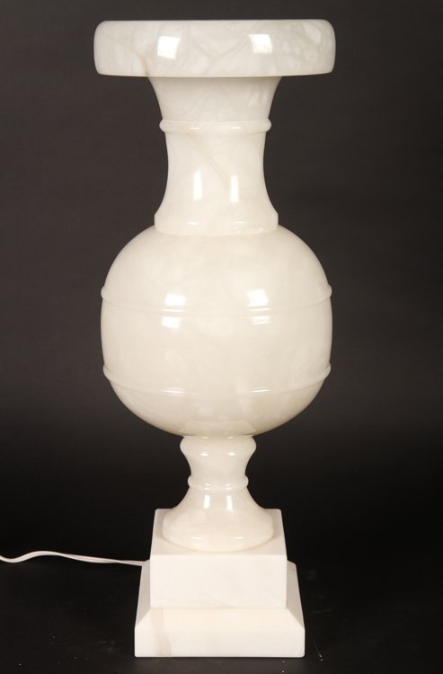 CLASSICALLY INSPIRED ALABASTER TABLE LAMP C 1950 (1 of 4)