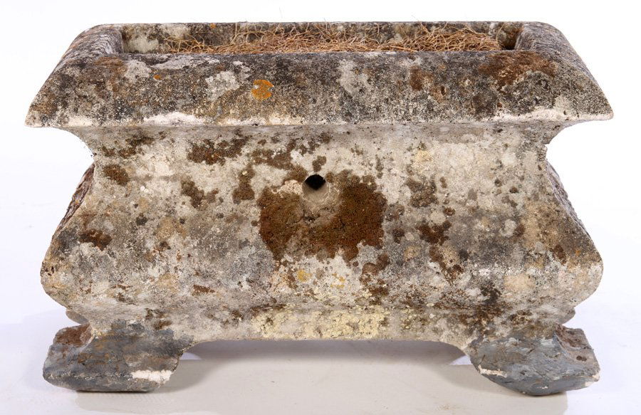 FRENCH CARVED STONE RECTANGULAR PLANTER (1 of 3)