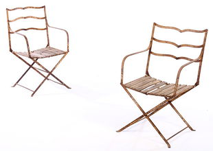 Vintage Wrought Iron Roman Style Folding Chair Jan 23 2019 Lewis Maese Antiques Auction In Tx